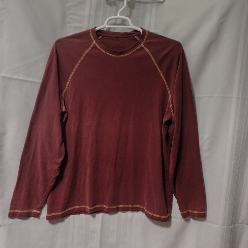 Academy Sports Outdoors Mens XL Maroon Long Sleeve Raglan Cotton T-Shirt‎ Faded